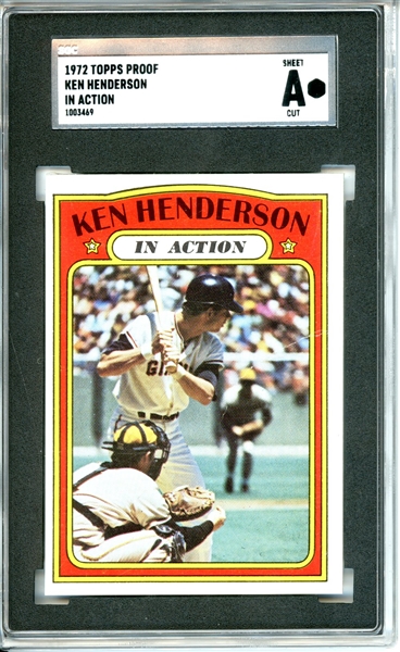 1972 Topps #444 Ken (Action) Henderson 7 card progressive proof.